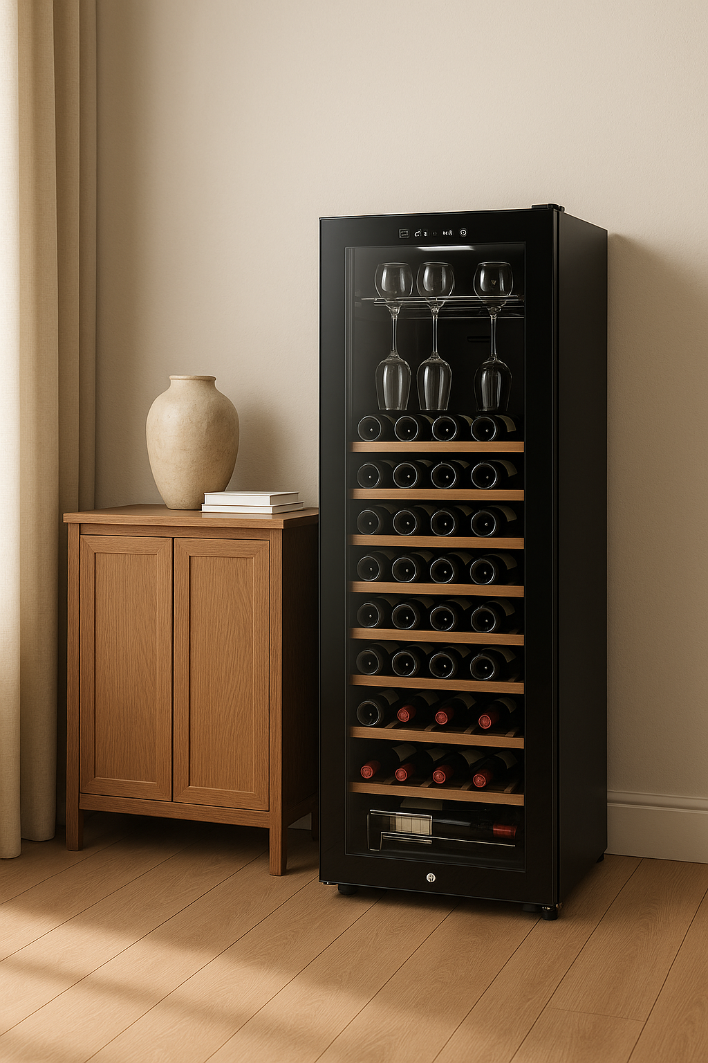 Cave à vin Enoteka 48 bouteilles – Refroidissement stable, LED douce, rangement premium