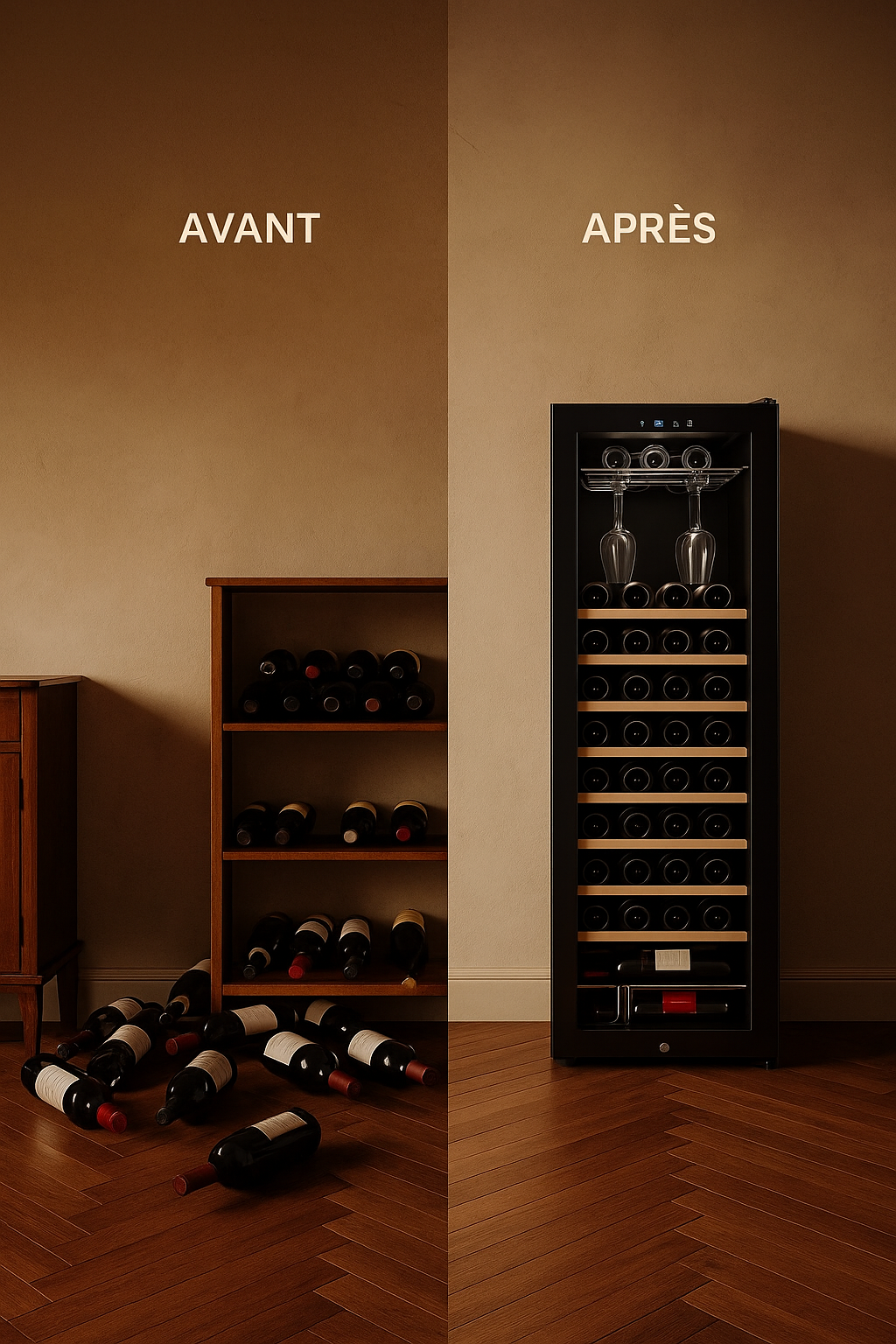 Cave à vin Enoteka 48 bouteilles – Refroidissement stable, LED douce, rangement premium
